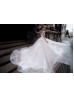 Beaded Cap Sleeve Ivory Lace Nude Tulle Romantic Wedding Dress